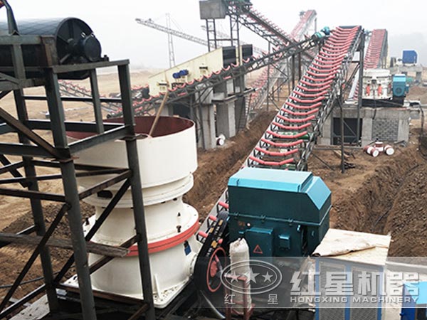 圓錐破碎生產線現(xiàn)場